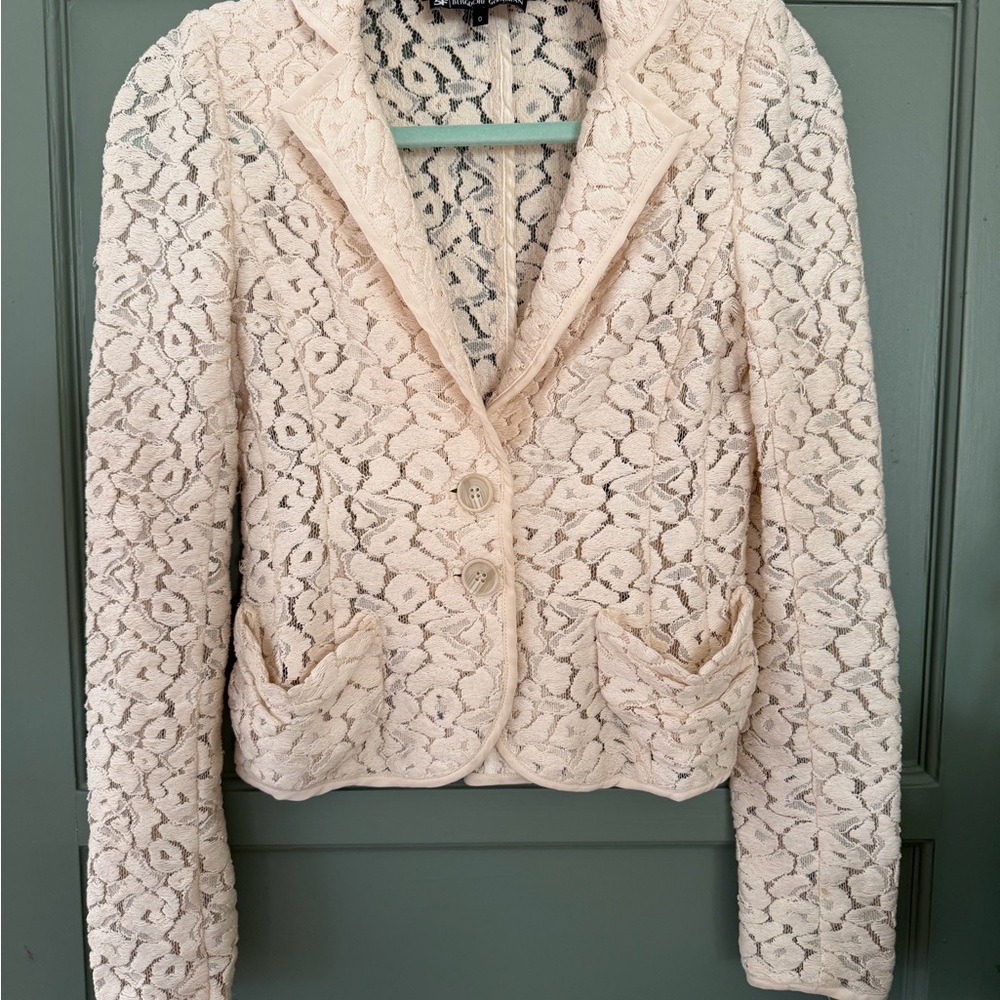 Nanette Lepore Beige Lace Tailored Blazer - Picture 2 of 3
